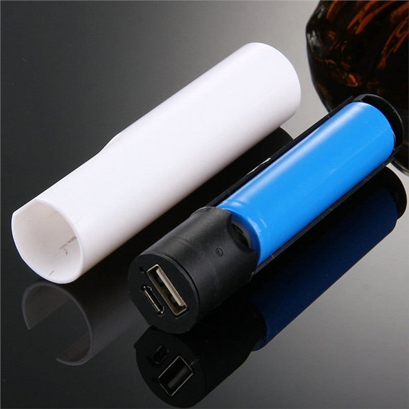 Cylindrical Mobile Power Bank Shell Portable Power Bank Backup External Battery Charger Single 18650 Li-ion Battery Holder Box (Blue)